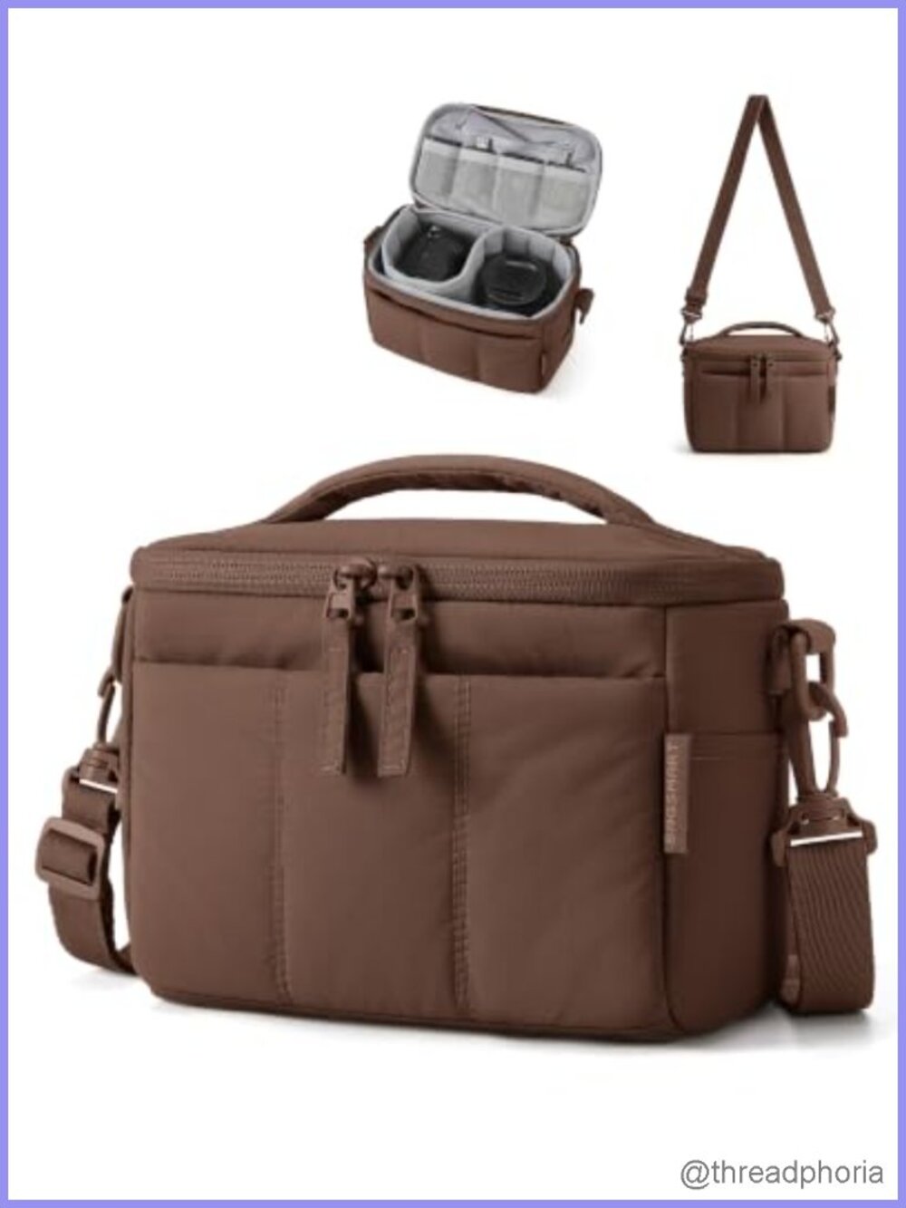 Quilted Camera Sling Bag for Mirrorless, 2-in-1, Water-Resistant, Adjustable